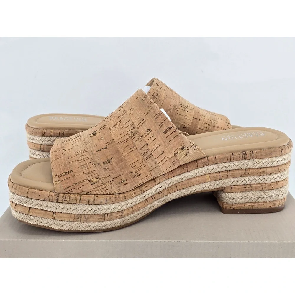 Kenneth Cole Reaction Elissa Sandals Womens 11 Natural Cork Espadrille - NEW